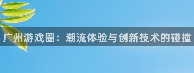 多彩娱乐什么意思：广州游戏圈：潮流体验与创新技术的碰撞